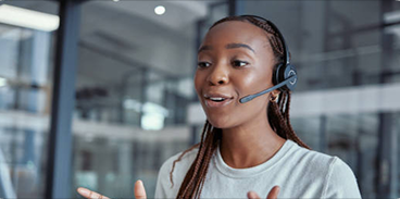 Customer support agent with headset